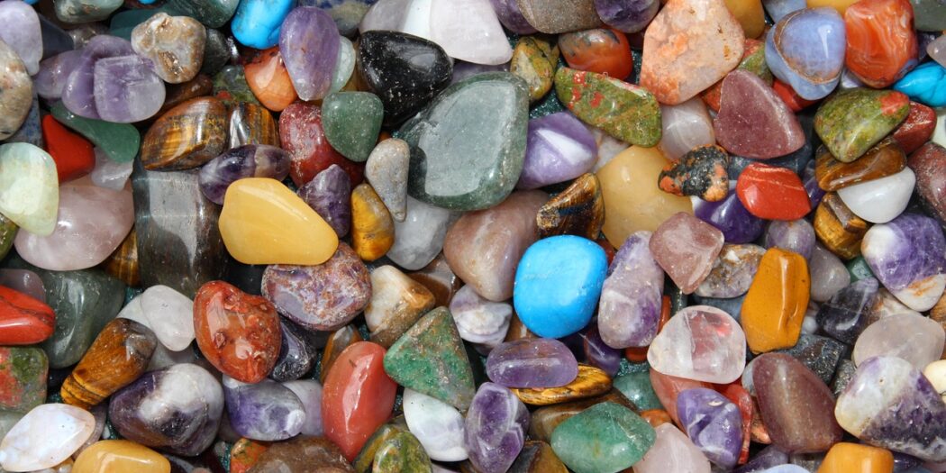 A colorful selection of natural gemstones